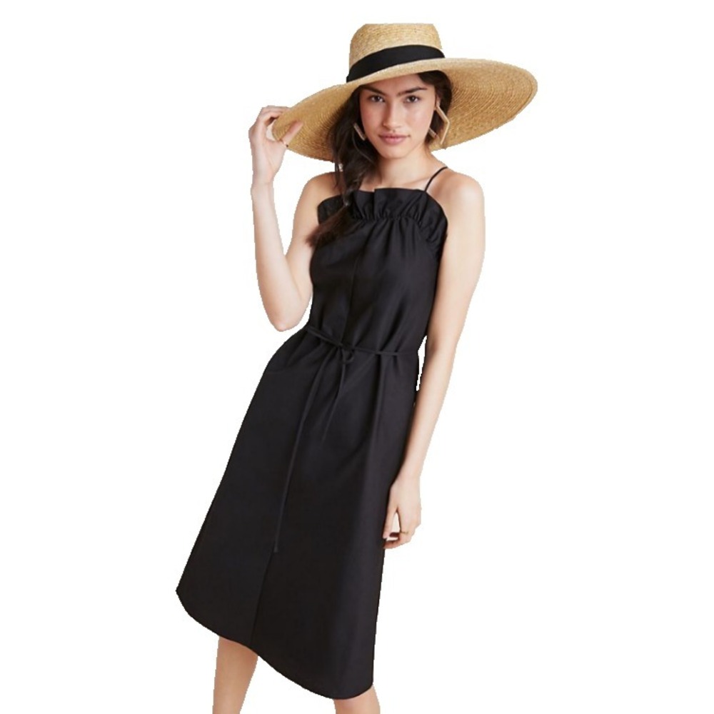 Corey Lynn Calter Harper Midi Dress Womens M Black Ruffle Top Anthropologie